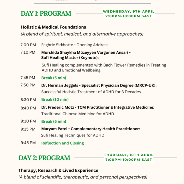 Presenters and Program of the 5th International Holistic Healing Symposium