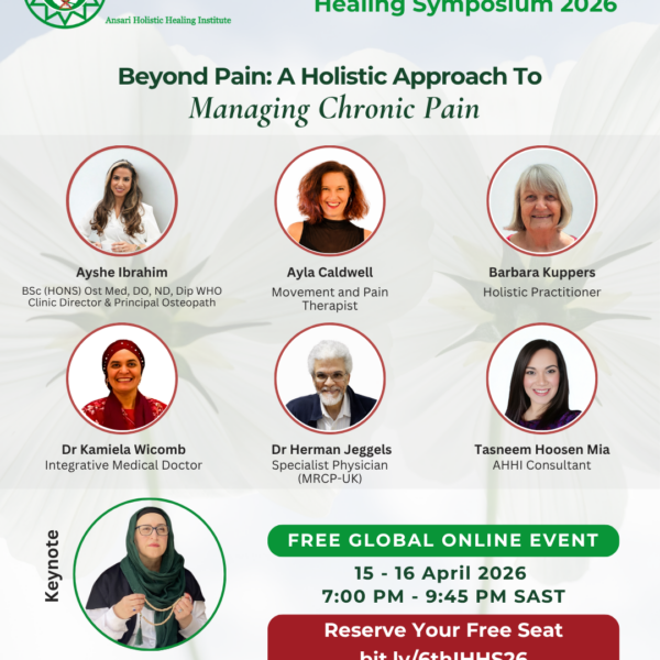 Living with chronic pain isn’t just physical—it affects your mind, emotions, and spirit. If you’ve tried everything and feel stuck in a cycle of symptom suppression, there is another way. Our 6th Annual International Holistic Healing Symposium (IHHS 2026) focuses on chronic pain from holistic and integrative perspectives. 🗓 15 and 16 April 2026 🌍 Online | 7–9:45 PM SAST This symposium is educational in nature and intended to serve practitioners, caregivers, and individuals seeking holistic understanding and support. 👉 Registration link in Bio @ansarihealing https://mailchi.mp/ansarihealing/6thihhs26 AHHI | Healing The World